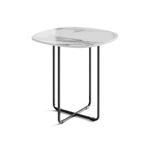 Стол Приставной GINNI COFFEE TABLE BLACK MARBLE EFFECT GLOSSY BIANCO STATUARIO CERAMIC  50X50X47 СМ.