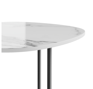 Стол Приставной GINNI COFFEE TABLE BLACK MARBLE EFFECT GLOSSY BIANCO STATUARIO CERAMIC  50X50X47 СМ.