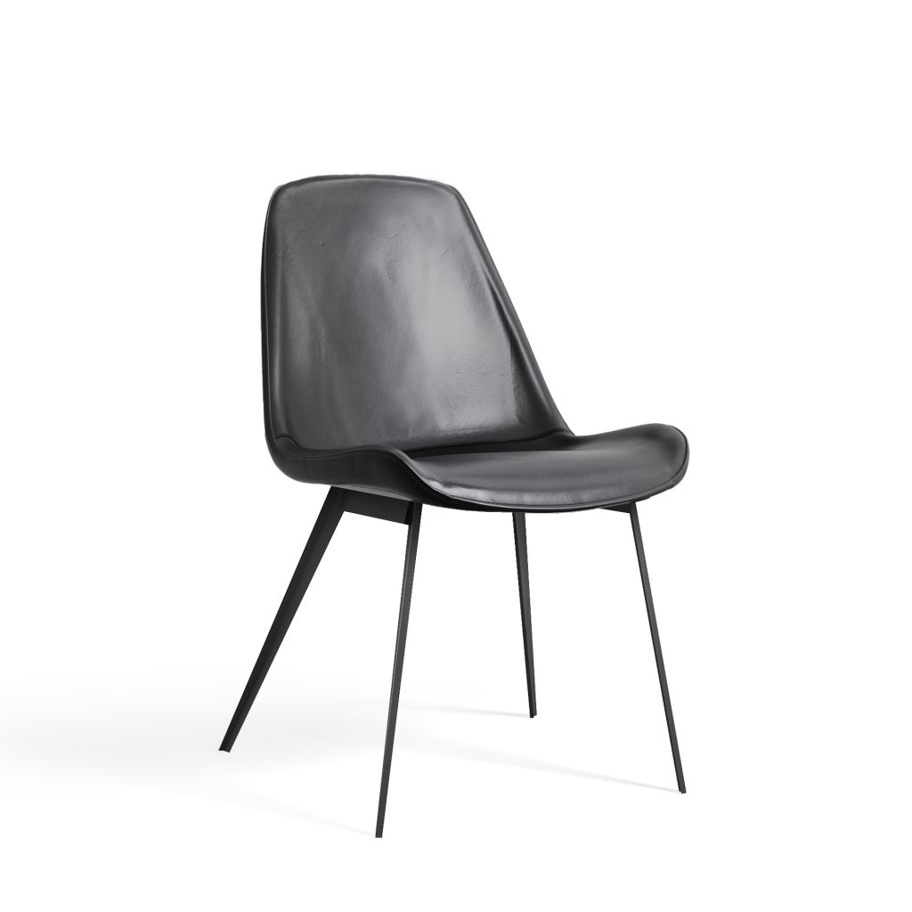 Стул интерьерный PHILIPPE DINING CHAIR Leather ANTRACITE HORIZON Чёрный ...