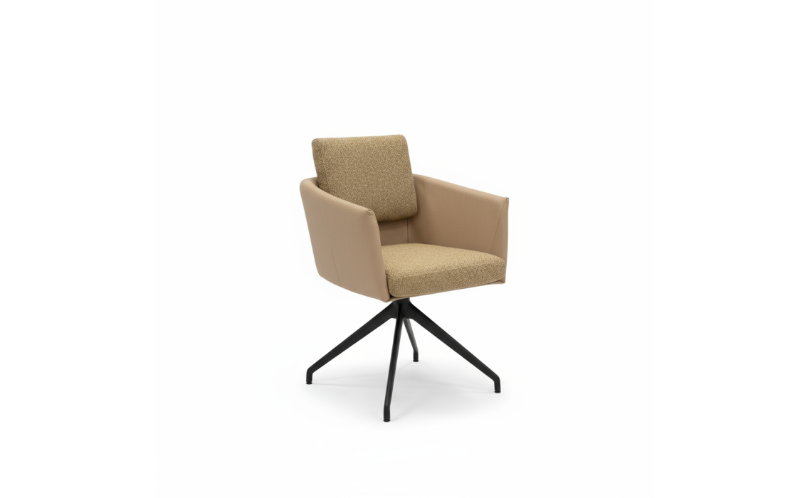 Стул крутящийся ALVA SWIVEL CHAIR LUANDO CAMEL LARIO GREGE F100BLACK F101BLACK (ROM02953)