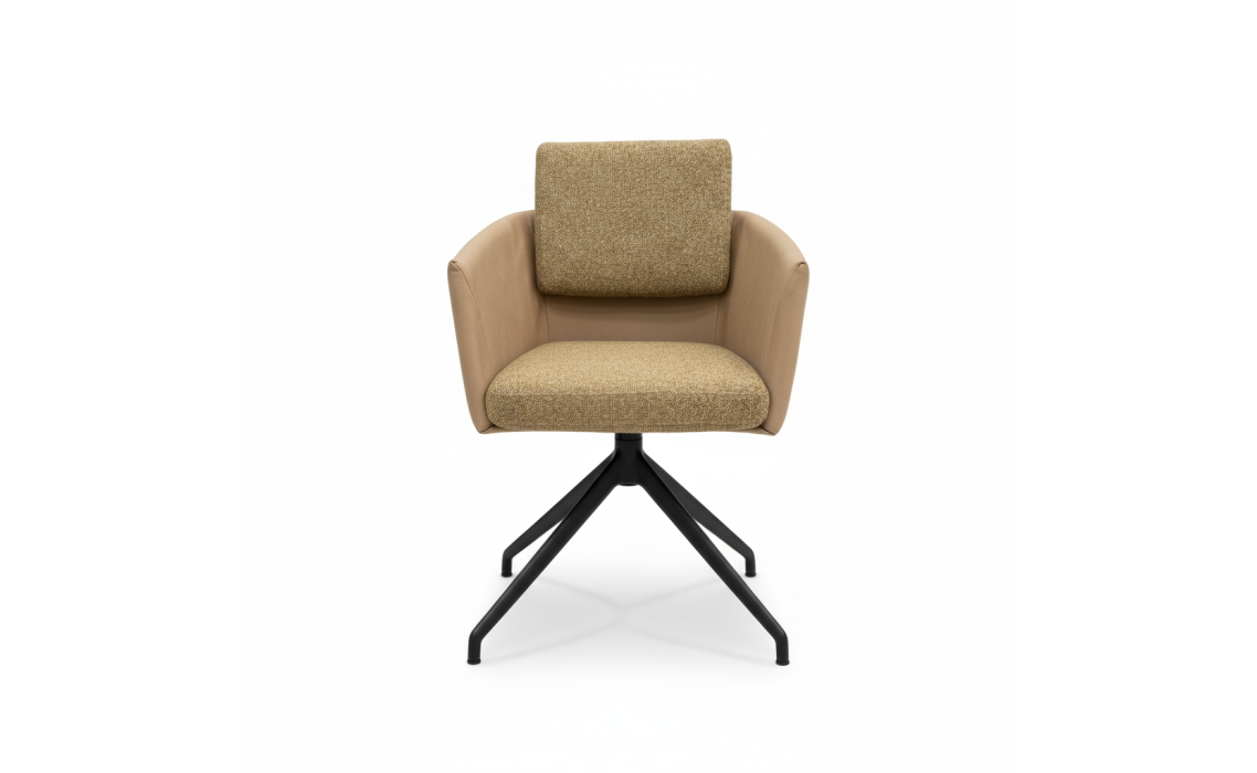 Стул крутящийся ALVA SWIVEL CHAIR LUANDO CAMEL LARIO GREGE F100BLACK F101BLACK (ROM02953)