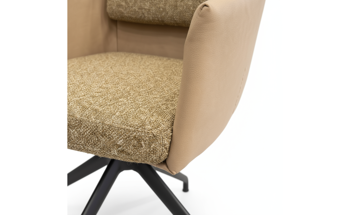Стул крутящийся ALVA SWIVEL CHAIR LUANDO CAMEL LARIO GREGE F100BLACK F101BLACK (ROM02953)