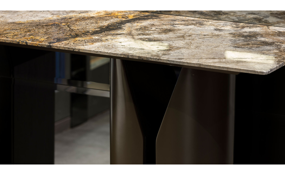 Консоль напольная FREYA PORCELAIN CONSOLE TABLE Anthracite walnut veneer Vitali Porcelain / 138X45X7