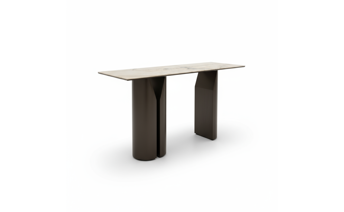 Консоль напольная FREYA PORCELAIN CONSOLE TABLE Anthracite walnut veneer Vitali Porcelain / 138X45X7