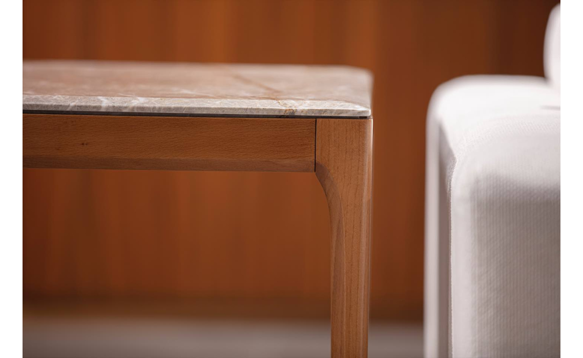 Стол журнальный PURA MARBLE SIDE TABLE Naturel Walnut MARBLE AURA  55X55X55 СМ. (FUG00055)