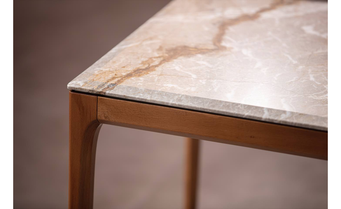 Стол журнальный PURA MARBLE SIDE TABLE Naturel Walnut MARBLE AURA  55X55X55 СМ. (FUG00055)