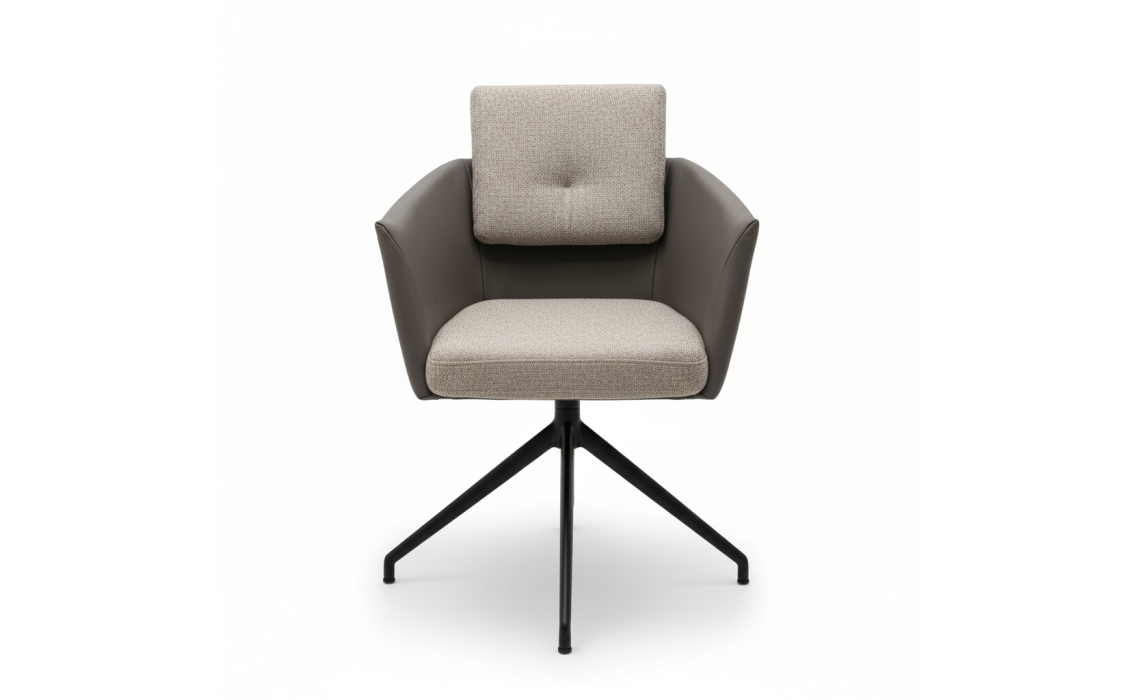 Стул крутящийся ALVA SWIVEL CHAIR LUANDO SILVER LARIO CARBON  F101BLACK (ROM05848)