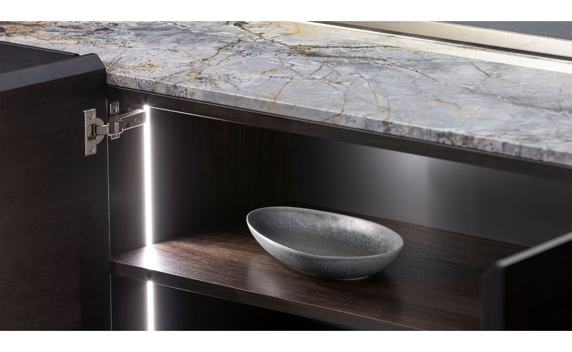 Комод SALT SIDEBOARD Anthracite walnut veneer Aura marble Anthracite walnut veneer 180X48X82 СМ. ()