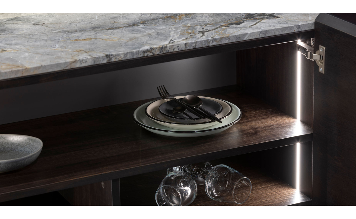 Комод SALT SIDEBOARD Anthracite walnut veneer Aura marble Anthracite walnut veneer 180X48X82 СМ. ()