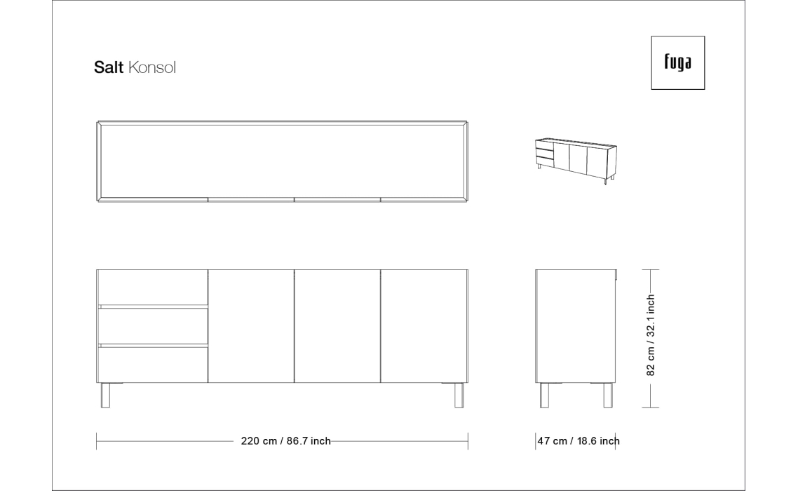 Комод SALT SIDEBOARD Anthracite walnut veneer Aura marble Anthracite walnut veneer 180X48X82 СМ. ()
