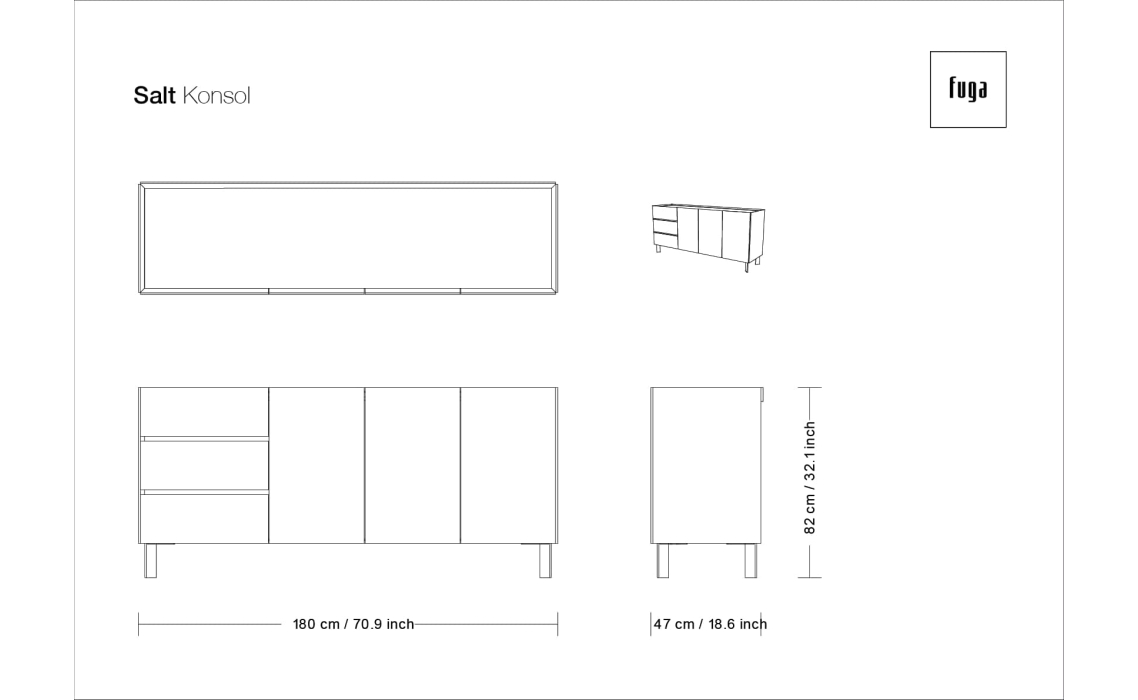 Комод SALT SIDEBOARD Anthracite walnut veneer Aura marble Anthracite walnut veneer 180X48X82 СМ. ()