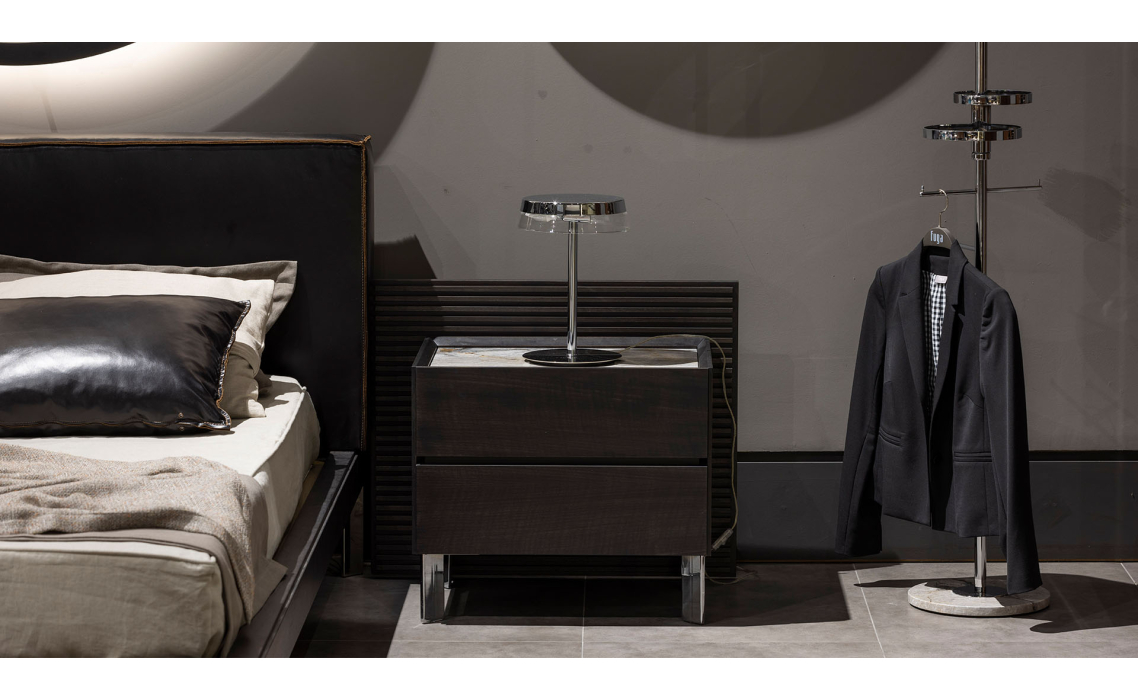 Тумба прикроватная SALT NIGHTSTAND Anthracite walnut veneer Aura marble Anthracite walnut veneer 51X