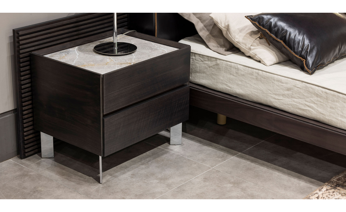 Тумба прикроватная SALT NIGHTSTAND Anthracite walnut veneer Aura marble Anthracite walnut veneer 51X