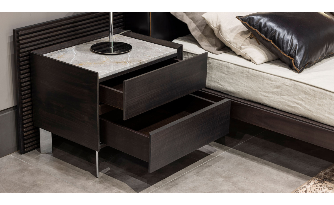 Тумба прикроватная SALT NIGHTSTAND Anthracite walnut veneer Aura marble Anthracite walnut veneer 51X