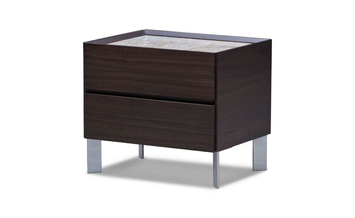 Тумба прикроватная SALT NIGHTSTAND Anthracite walnut veneer Aura marble Anthracite walnut veneer 51X