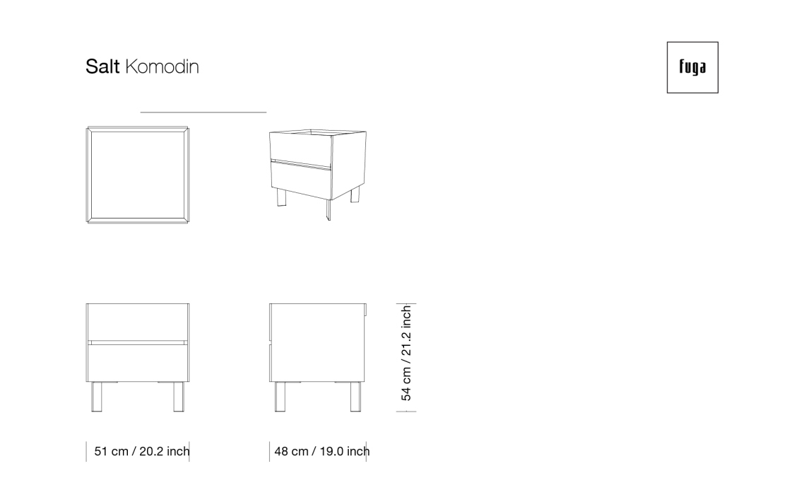 Тумба прикроватная SALT NIGHTSTAND Anthracite walnut veneer Aura marble Anthracite walnut veneer 51X