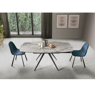 Стол обеденный LIRA DINING TABLE ANTHRACITE GLOSSY GRAY MARBLE  180X90X76 СМ. (NRM00541)