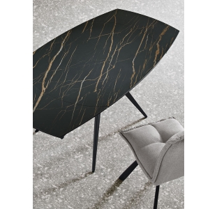 Стол обеденный LIRA DINING TABLE NERO MATT BLACK MARBLE  180X90X76 СМ. (NRM00598)