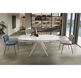 Стол обеденный LIRA DINING TABLE WHITE GLOSSY WHITE MARBLE  180X90X76 СМ. (NRM00596)