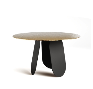 Стол обеденный POLLY DINING TABLE BLACK AMBER HAMMERED GLASS  140X140X75 СМ. (NRM00745)