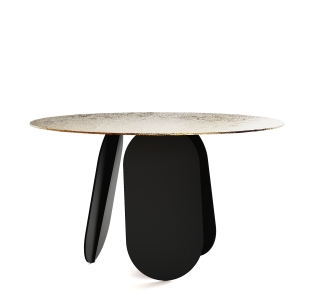 Стол обеденный POLLY DINING TABLE BLACK AMBER HAMMERED GLASS  140X140X75 СМ. (NRM00745)
