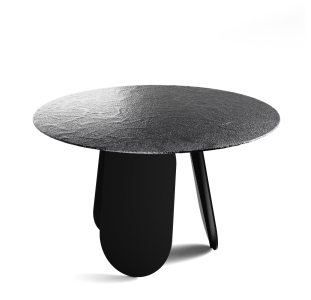 Стол обеденный POLLY DINING TABLE BLACK SMOKY PAINTED HAMMERED  140X140X75 СМ. (NRM00746)