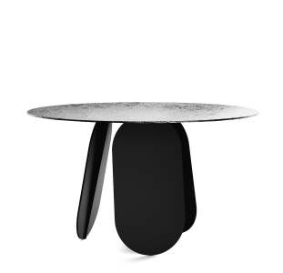 Стол обеденный POLLY DINING TABLE BLACK SMOKY PAINTED HAMMERED  140X140X75 СМ. (NRM00746)