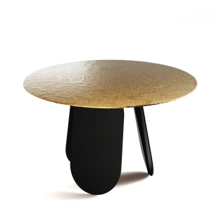Стол обеденный POLLY DINING TABLE BLACK AMBER HAMMERED GLASS  120X120X75 СМ. (NRM00741)