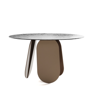 Стол обеденный POLLY DINING TABLE PERLA BEIGE SMOKY HAMMERED GLASS  140X140X75 СМ. (NRM00743)