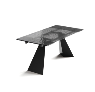 Стол обеденный STANT DINING TABLE BLACK SMOKY CLEAR HAMMERED GLASS  240X90X75 СМ. (NRM00764)