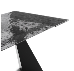 Стол обеденный STANT DINING TABLE BLACK SMOKY CLEAR HAMMERED GLASS  240X90X75 СМ. (NRM00764)