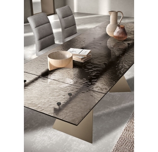 Стол обеденный STANT DINING TABLE PERLA BEIGE BRONZE CLEAR HAMMERED  240X90X75 СМ. (NRM00762)