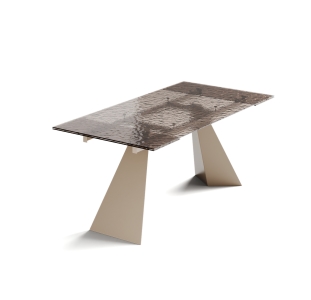 Стол обеденный STANT DINING TABLE PERLA BEIGE BRONZE CLEAR HAMMERED  240X90X75 СМ. (NRM00762)