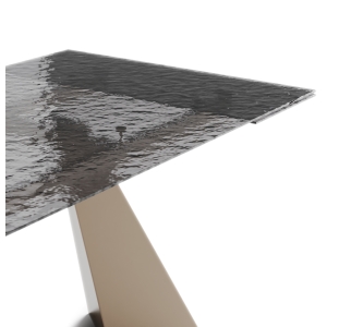 Стол обеденный STANT DINING TABLE PERLA BEIGE SMOKY CLEAR HAMMERED GLASS  240X90X75 СМ. (NRM00761)