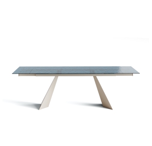 Стол обеденный STANT DINING TABLE PERLA BEIGE BLUE CLEAR HAMMERED GLASS  240X90X75 СМ. (NRM00760)