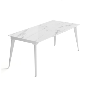 Стол обеденный РАСКЛАДНОЙ ULISSE WHITE GLOSSY WHITE MARBLE  240X90X75 СМ. (NRM01082)