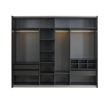 Шкаф напольный GIZA WARDROBE GREY MIRROR 260X70X220 СМ. (NRM00039)