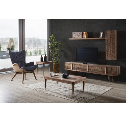 Тумба под ТВ PETRA TV STAND WALNUT WALNUT WALNUT 230X50X58 СМ. (NRM00023)