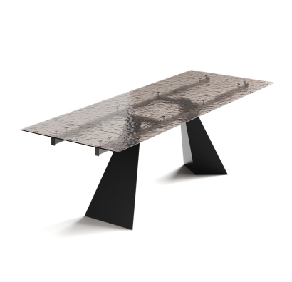 Стол обеденный STANT DINING TABLE BLACK BRONZE CLEAR HAMMERED  240X90X75 СМ. (NRM00542)