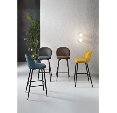 Стул полубарный EVA BAR STOOL TESSUTO ANTRACITE BLACK FRAME Черный (NRM00566)