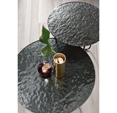 Стол журнальный PARADISO COFFEE TABLE NERO VETRO MARTELLATO FUME  60X60X33 СМ. (NRM00589)