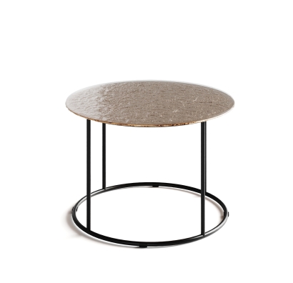 Стол журнальный ZEN SIDE TABLE NERO VETRO MARTELLATO BRONZO  60X60X42 СМ. (NRM00591)