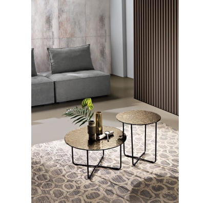 Стол приставной PARADISO SIDE TABLE NERO VETRO MARTELLATO BRONZO  45X45X45 СМ. (NRM00586)