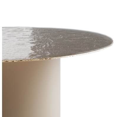 Стол журнальный NEBULA COFFEE TABLE PERLA BEIGE BRONZE PAINTED HAMMERED  60X60X30 СМ. (NRM00617)