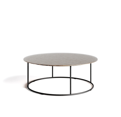 Стол журнальный ZEN COFFEE TABLE NERO VETRO MARTELLATO BRONZO  90X90X33 СМ. (NRM00677)