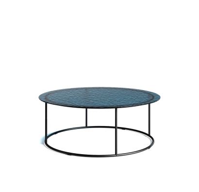 Стол журнальный ZEN COFFEE TABLE NERO VETRO BLÙ MARTELLATO  90X90X33 СМ. (NRM00678)