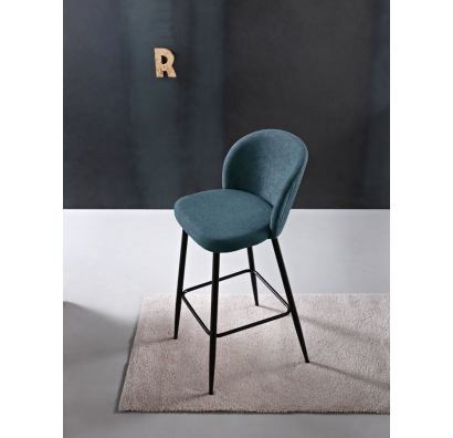 Стул полубарный EVA BAR STOOL TESSUTO BLUE BLACK FRAME Черный (NRM00692)