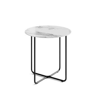 Стол приставной PARADISO SIDE TABLE NERO MARBLE EFFECT GLOSSY BIANCO STATUARIO  45X45X45 СМ. (NRM007