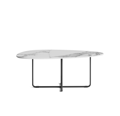 Стол журнальный APEX COFFEE TABLE BLACK MARBLE EFFECT GLOSSY BIANCO STATUARIO  90X50X35 СМ. (NRM0072