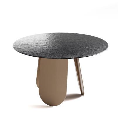 Стол обеденный POLLY DINING TABLE PERLA BEIGE SMOKY PAINTED HAMMERED  120X120X75 СМ. (NRM00737)